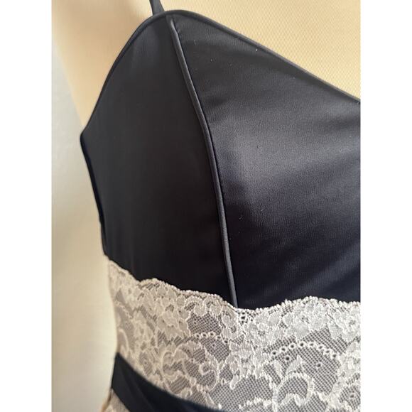 Y2k BCBG Max Azaria Black Cocktail Dress | Lace | Rhinestone Belt | Dark Romance - Picture 11 of 16